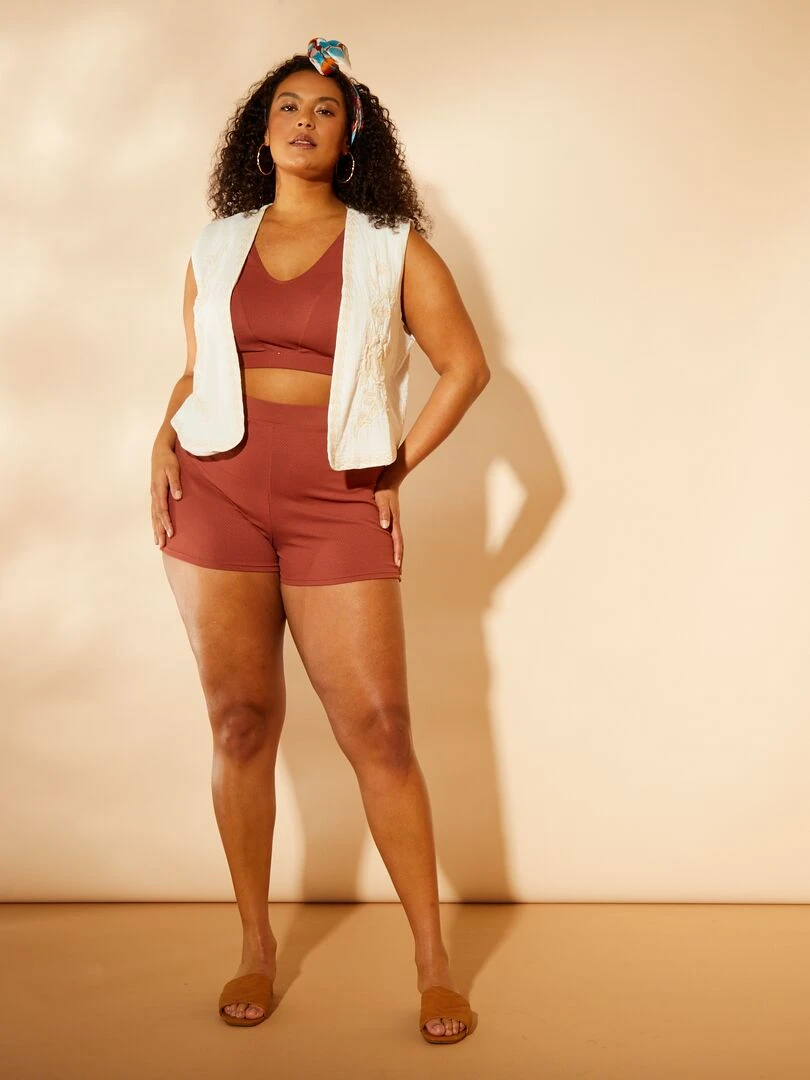 Maillot de bain brassière + short 2 pièces Marron