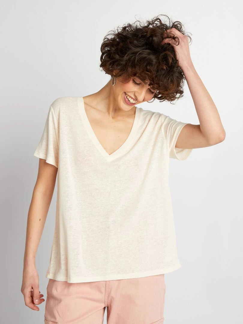 T shirt basique manches courtes   Blanc