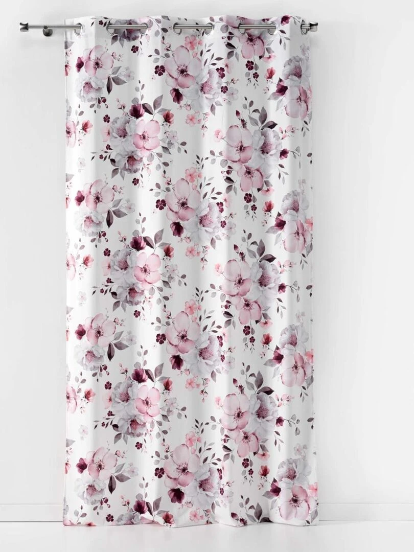 Rideau en velours fleuri Blanc
