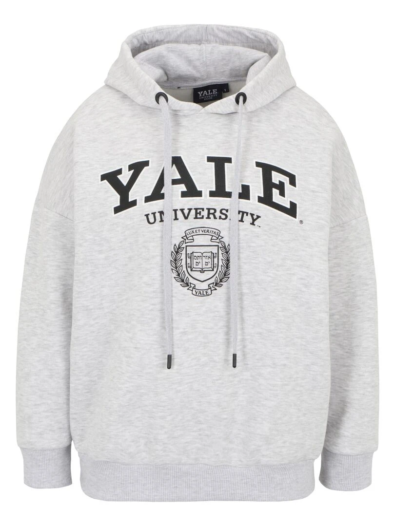 Sweat à capuche adulte YALE university logo   Polycoton   Gris chiné   XXL   Gris