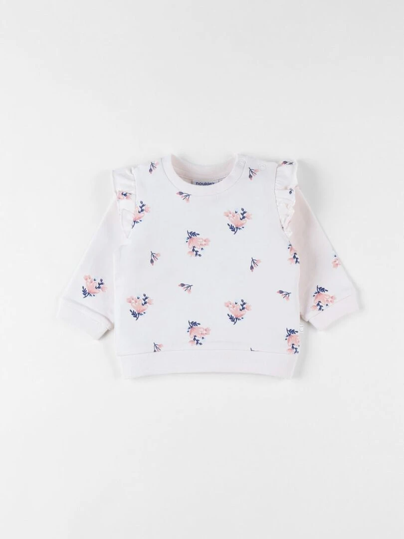 Sweat fleuri en molleton clair Noukie's Rose