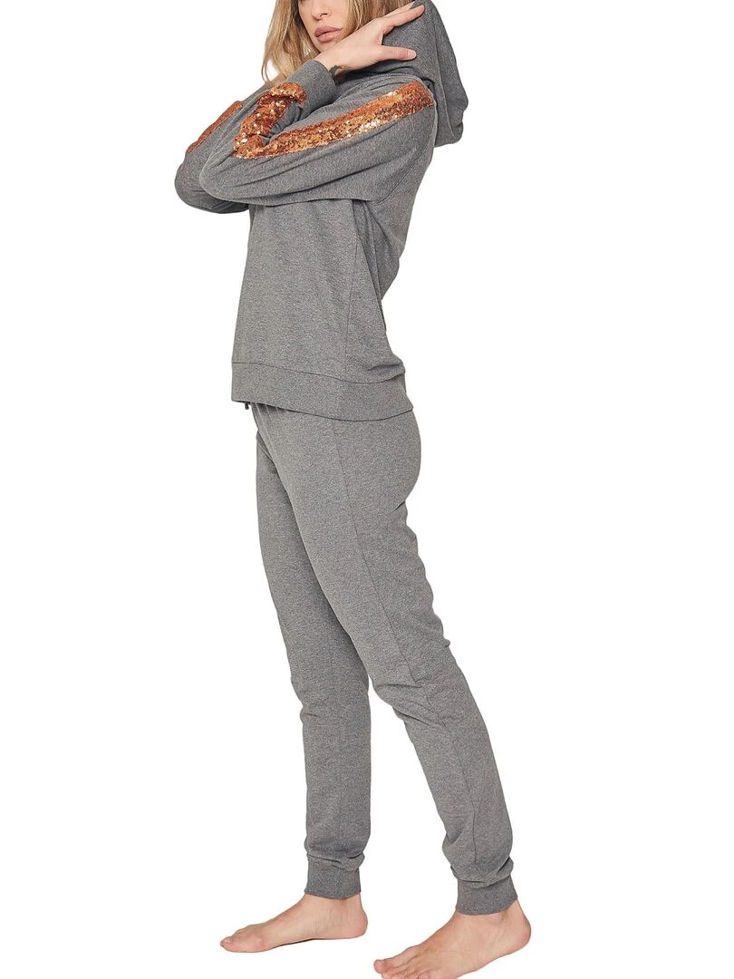 Pyjama pantalon sweat capuche Bright   Gris