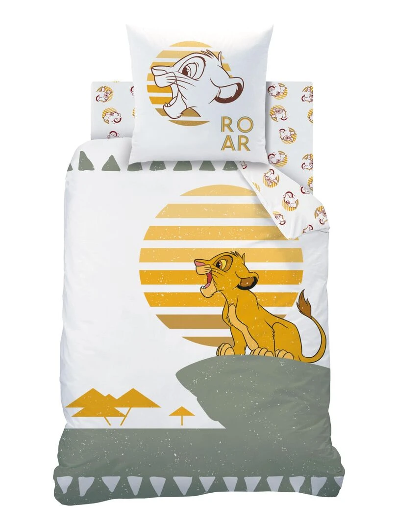 Parure de lit imprimée 100% coton  DISNEY HOME LE ROI LION PRINCE   Blanc Orange