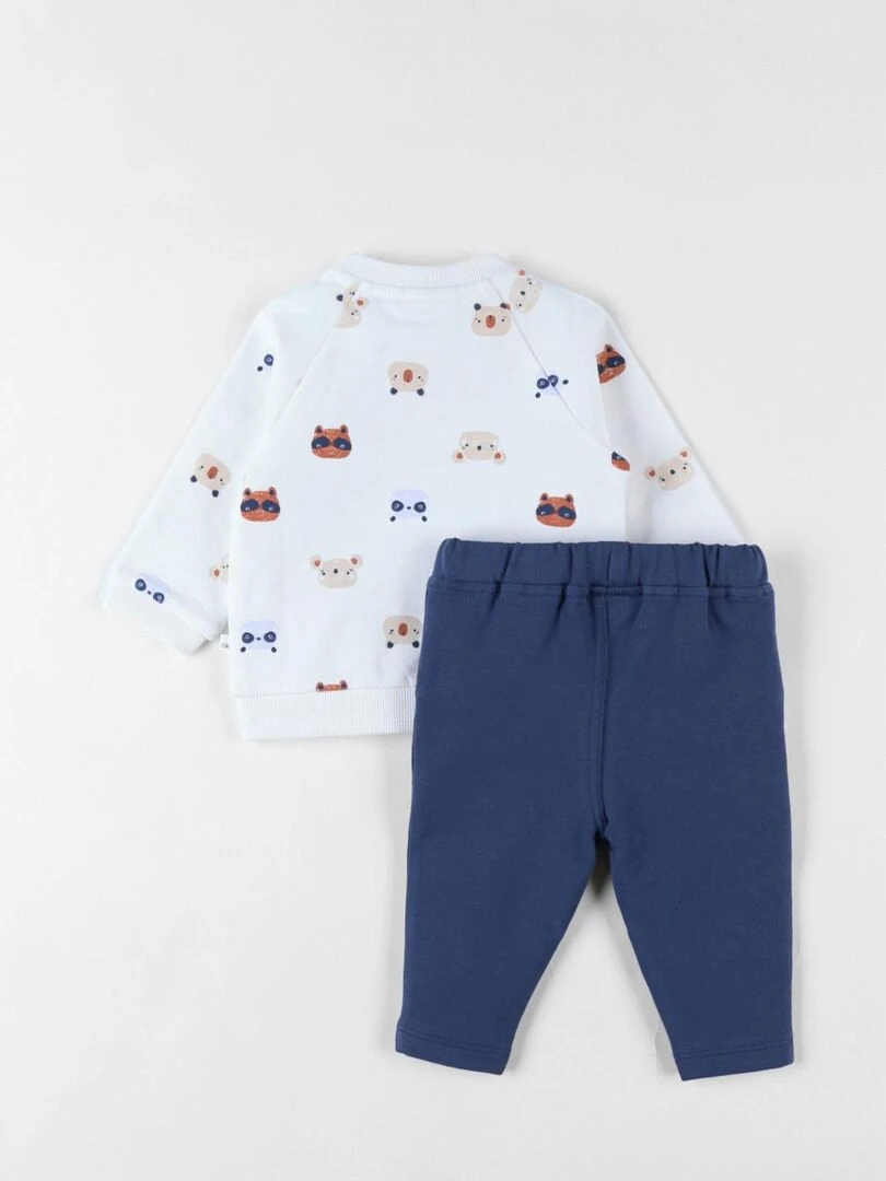 Set sweatshirt imprimé animalier + jogging denim écru/bleu Noukie's Bleu