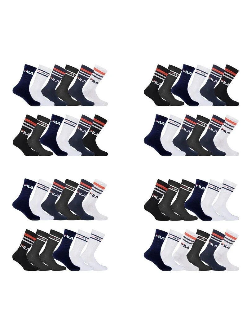 Pack Surprise de 12 Paires de chaussettes tennis Homme Fila   Noir