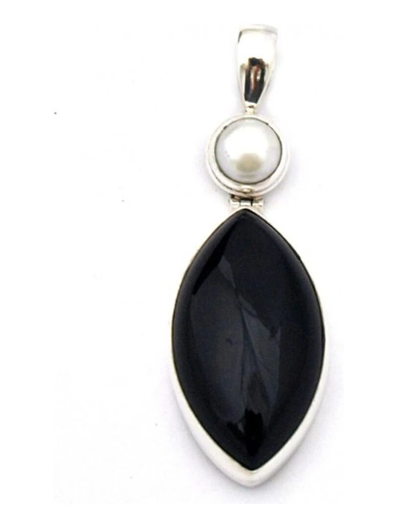 Pendentif agate et nacre Bijoucolor Noir