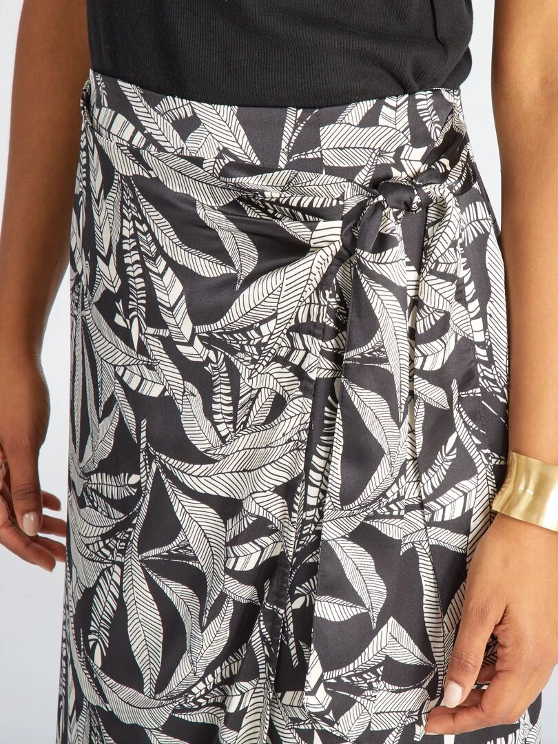 Jupe midi coupe portefeuille   Noir