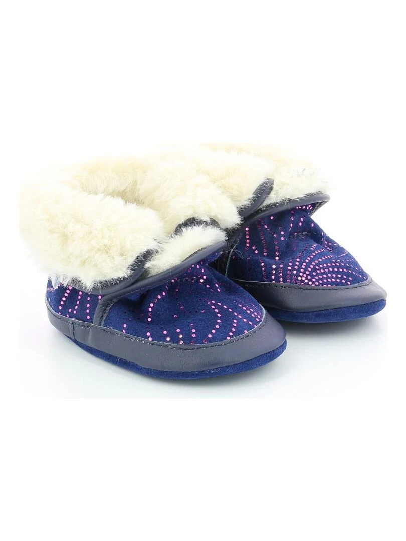 Chaussons Cuir Cosy Boot Bleu marine
