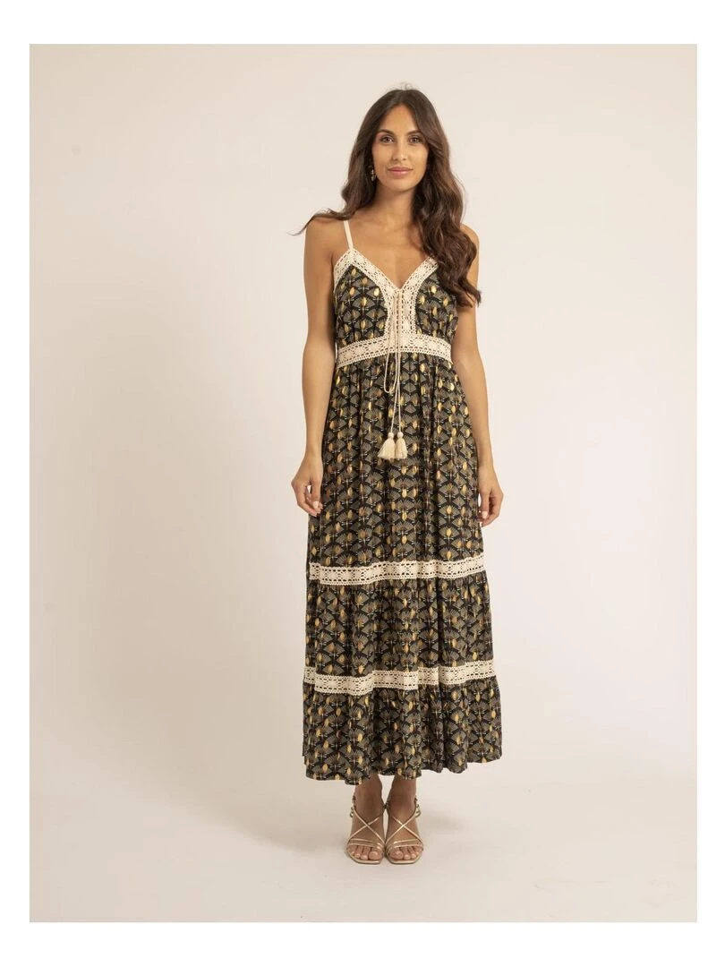 Robe longue motifs IPINA   Bleu marine