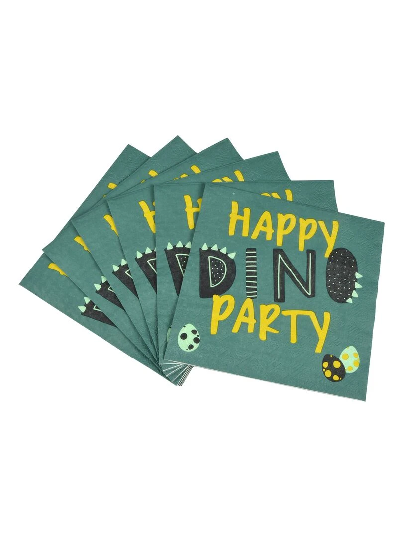 Lot de 20 serviettes en papier Dino Party Vert