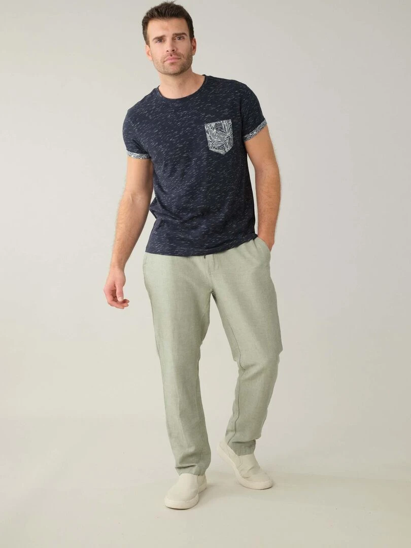 T shirt en coton et col rond pour homme 'Deeluxe' Bleu marine
