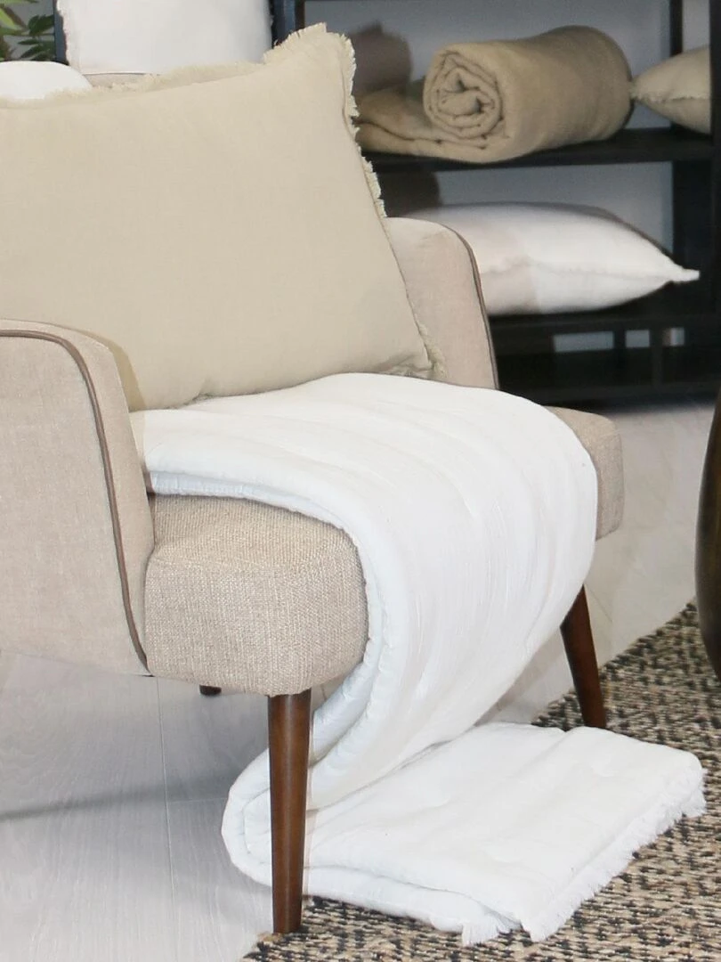 Edredon uni en gaze de coton Beige
