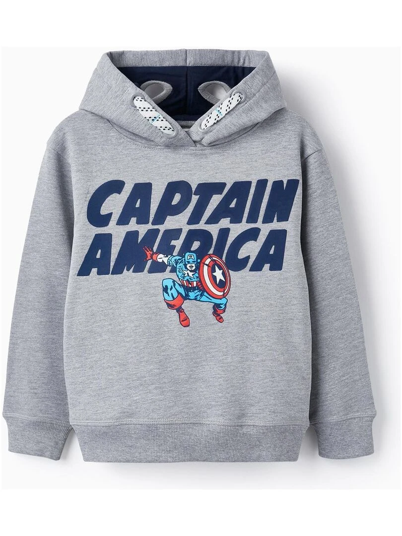 Sweat en Coton avec Capuche pour Garçon 'Captain America' MARVEL CAP AMERICA Gris