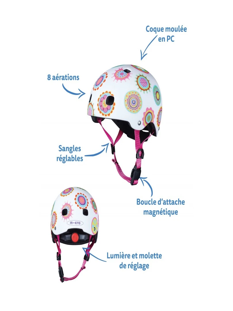 Casque Vélo Et Trottinette Doodle Dots Boucle Magnétique  Lumière Led Intégrée  Taille Xs   N/A