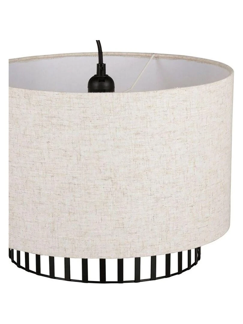 Suspension cylindrique métal lin Alma noire beige Beige