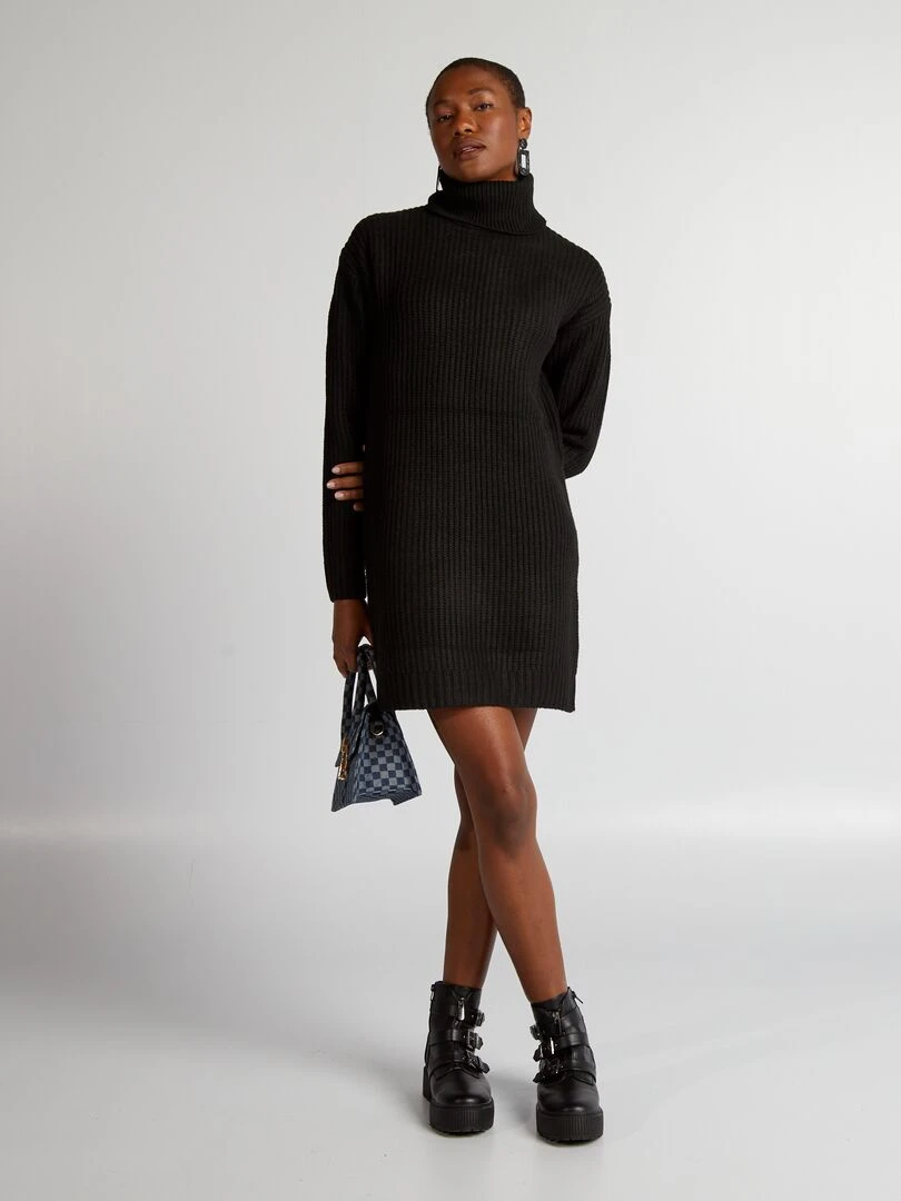 Robe pull en maille épaisse noir