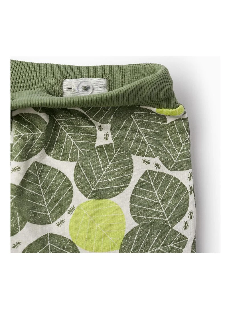 Pantalon de Sport en Coton pour Bébé Garçon 'Feuilles'  NATURE TAKEOVER   Blanc