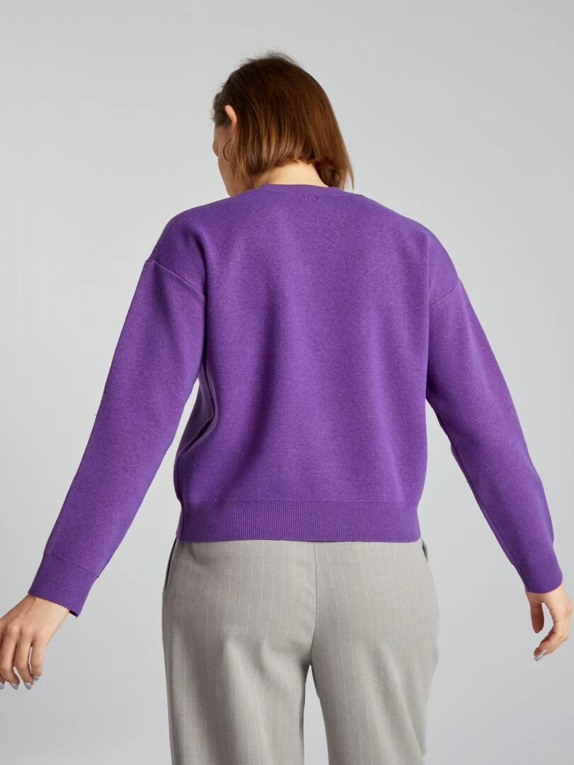 Pull à col rond avec inscription   Violet