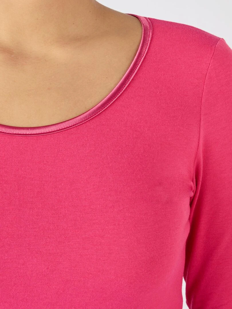 T shirt Thermolactyl Sensitive biais satin manches longues Damart Rose framboise