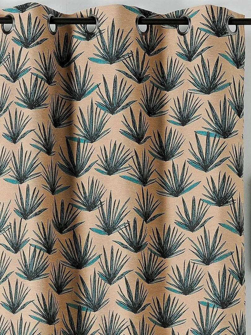 Rideau jacquard tamisant aux motifs exotiques Jaune