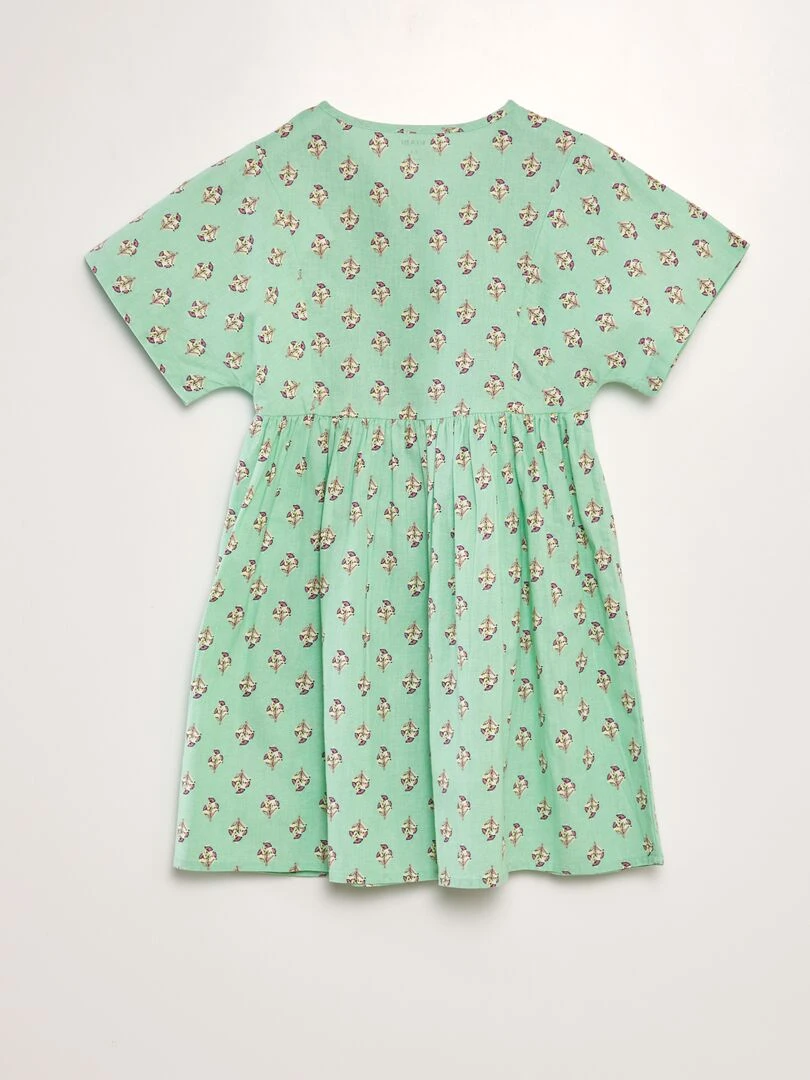 Robe imprimée en coton et lin Vert