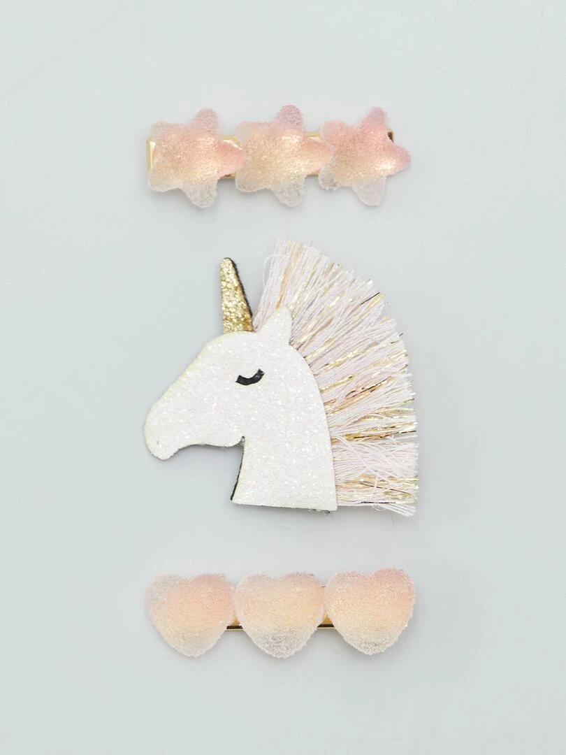 Lot de 3 pinces croco effet sucré Rose