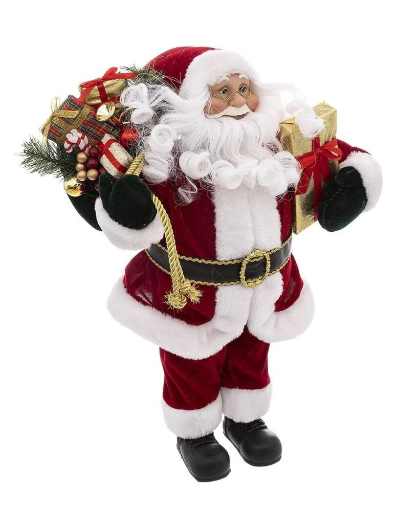Décoration Père Noël velours rouge 45 cm Rouge