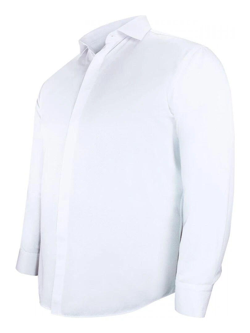 Chemise forte taille tissus premium armuré ELGANZO   Blanc