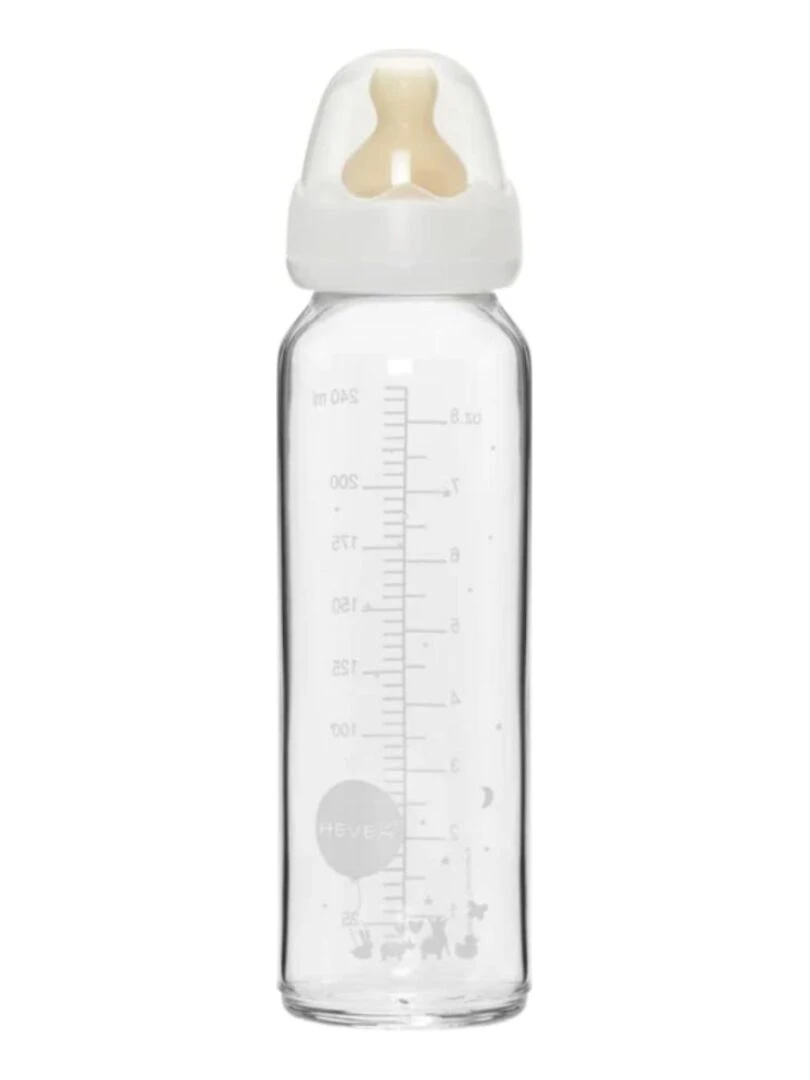 Biberon en verre 240 ml (1pc)   Hevea   Blanc