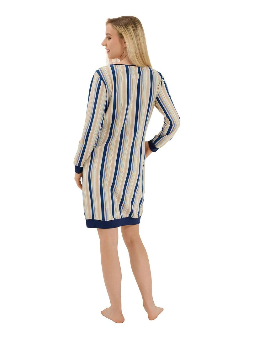 Chemise de nuit manches longues Maxine Bleu