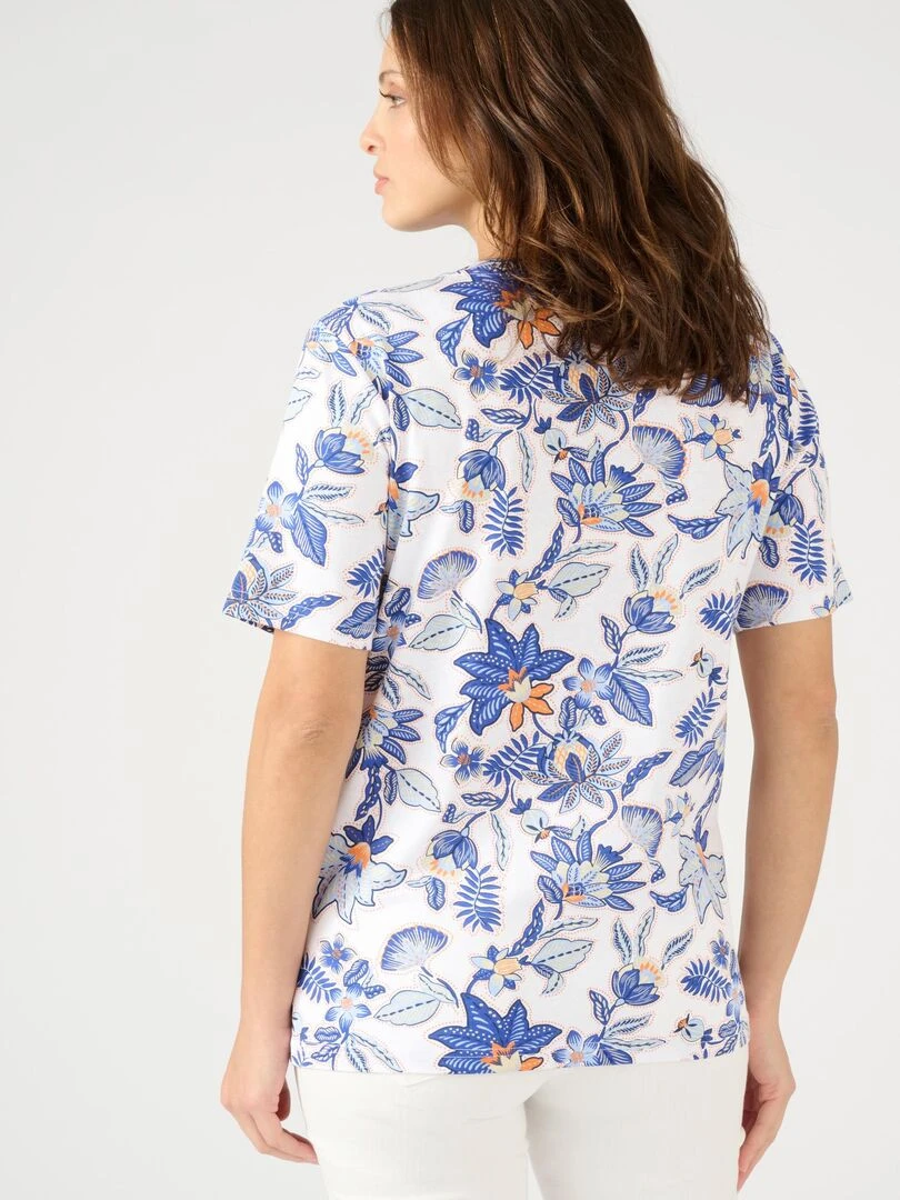 Tee shirt imprimé manches courtes.   Damart   Bleu