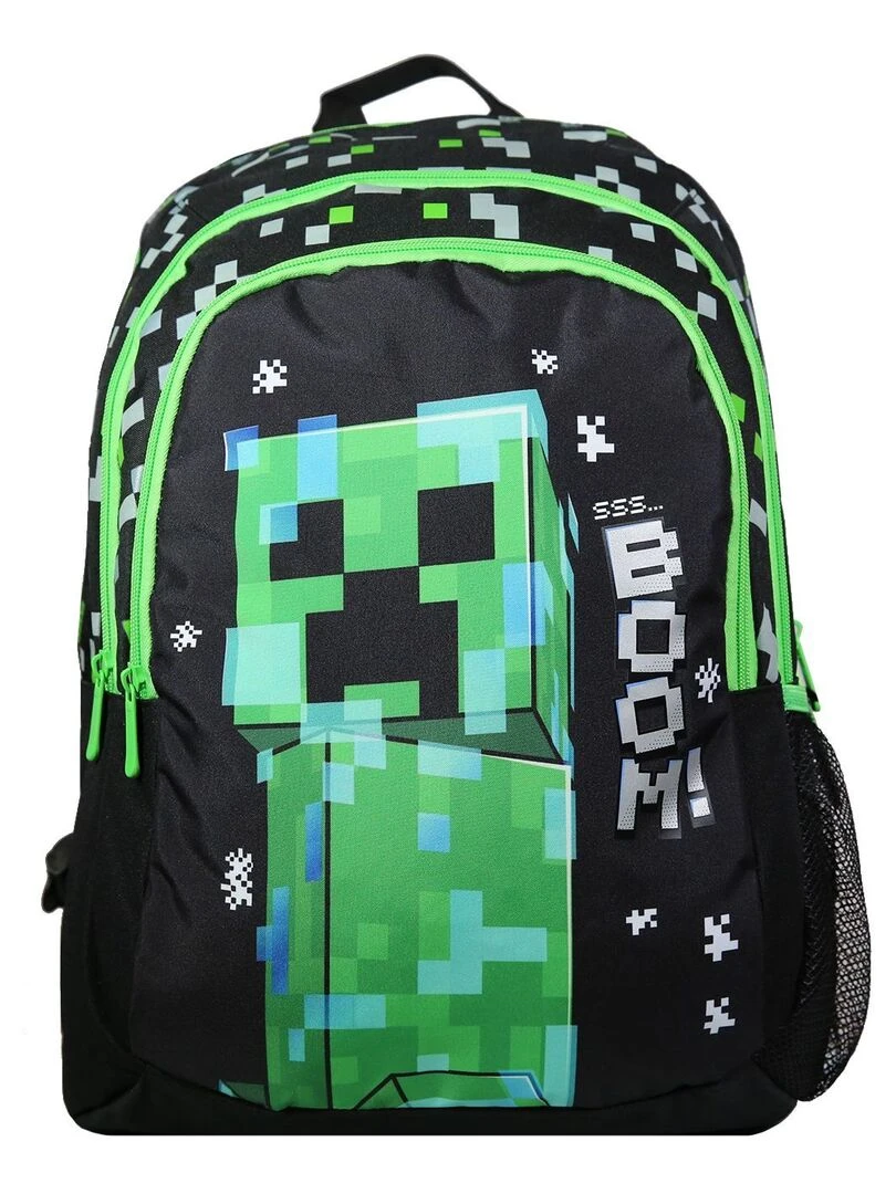 BAGTROTTER Sac à dos 2 compartiments Minecraft Jeu Vidéo Noir Noir