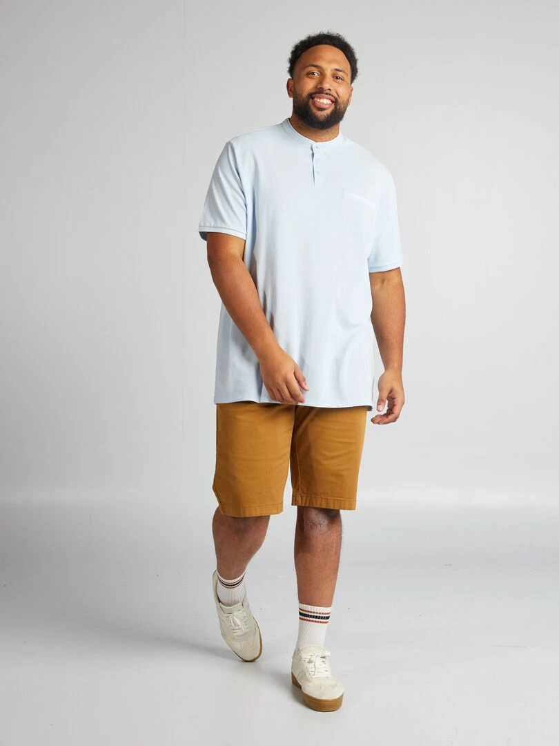 Polo en piqué de coton à col Bleu ciel