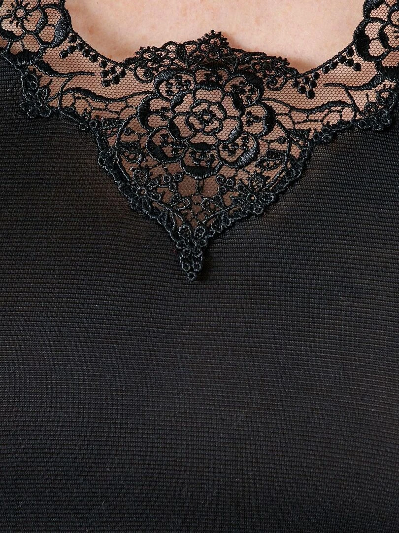 T shirt manches courtes Thermolactyl 10% soie   Damart   Noir