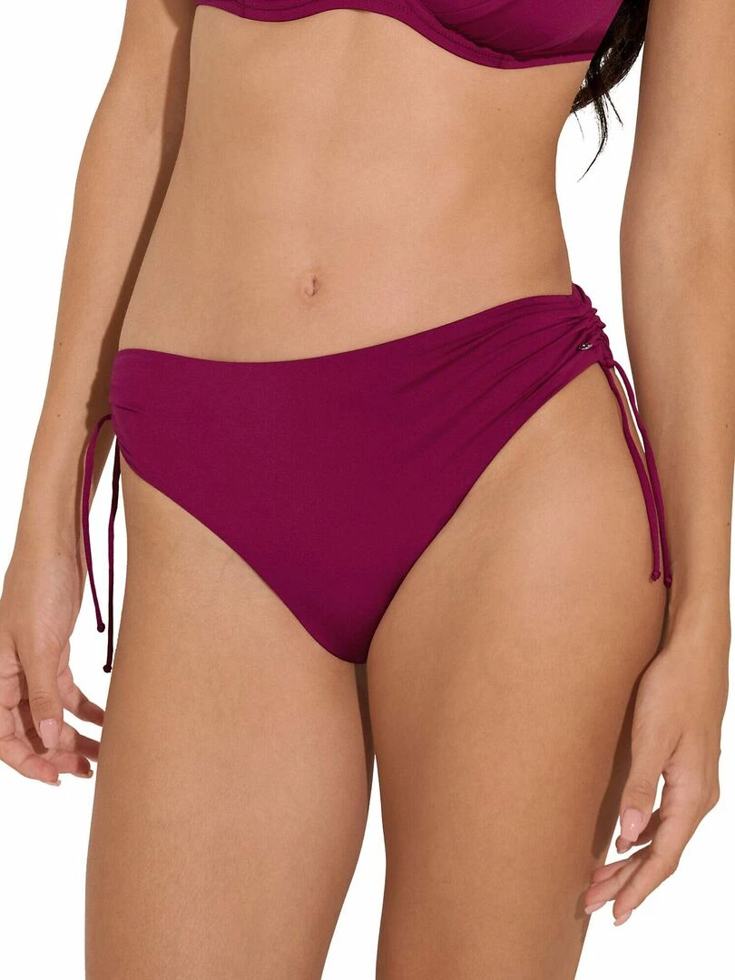 Bas maillot slip de bain taille haute côtés réglables Palma Violet