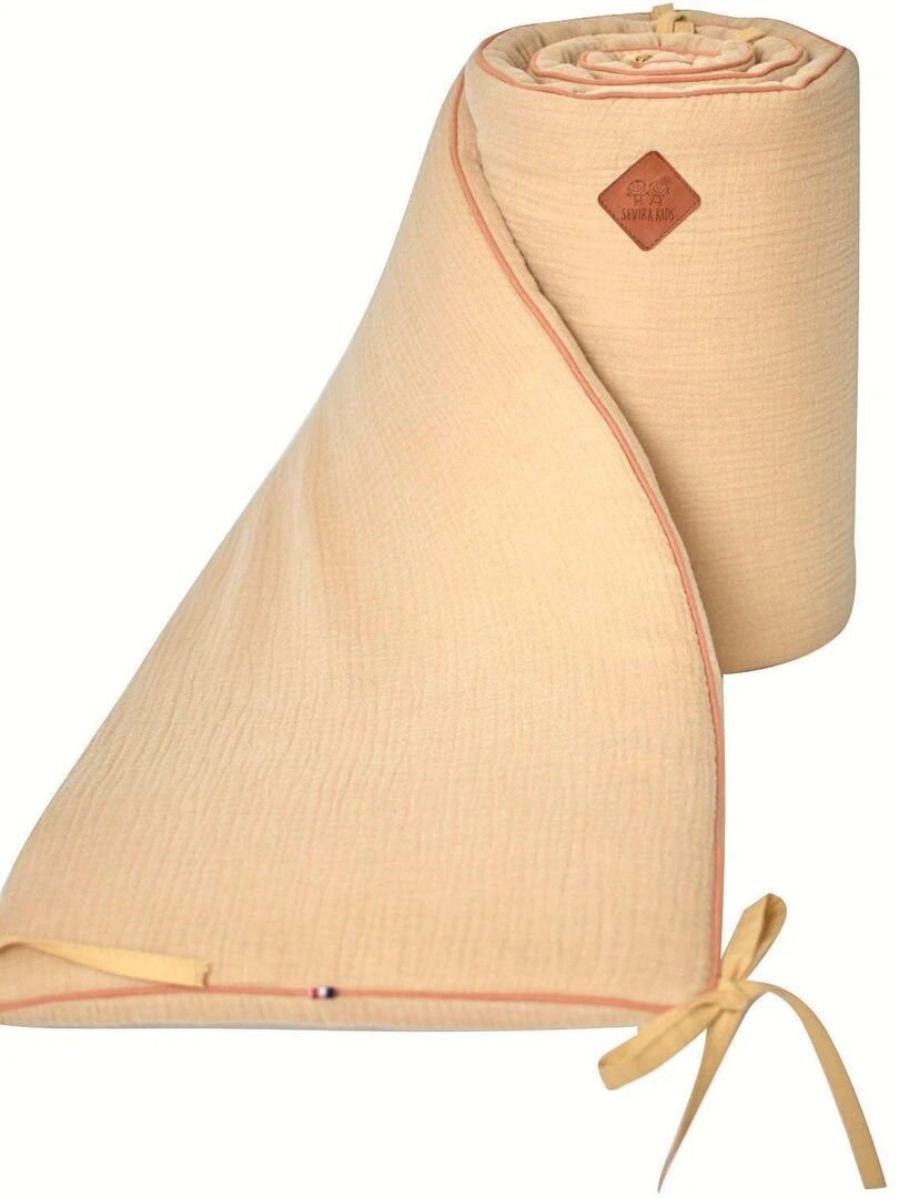 Tour de lit universel en gaze de coton Jeanne Marron noisette