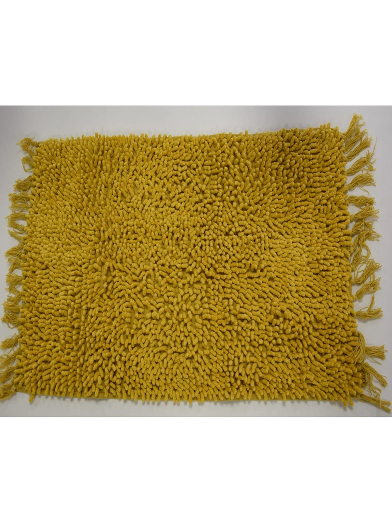 Tapis De Bain Uni Coton 50x70cm Shaggy Beige