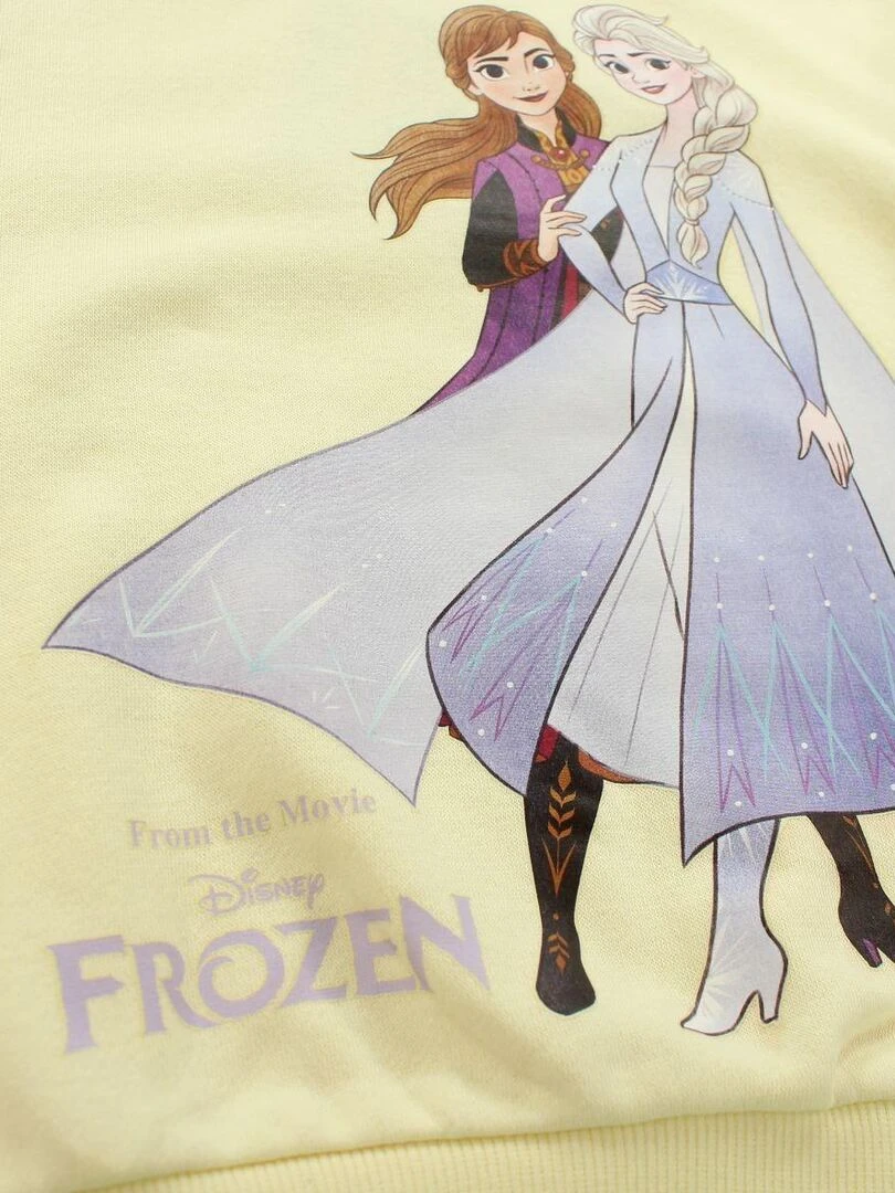 Disney   Sweat fille imprimé La Reine Des Neiges en coton   Jaune