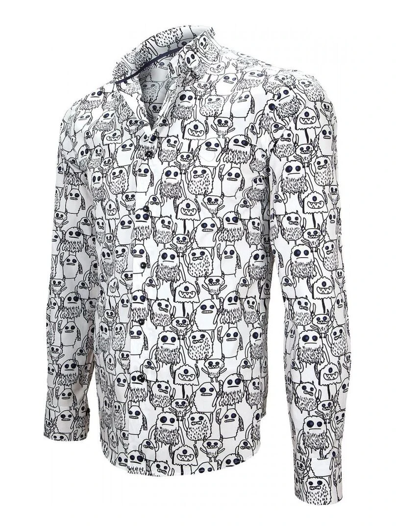 Chemise imprimée MONSTER   Blanc