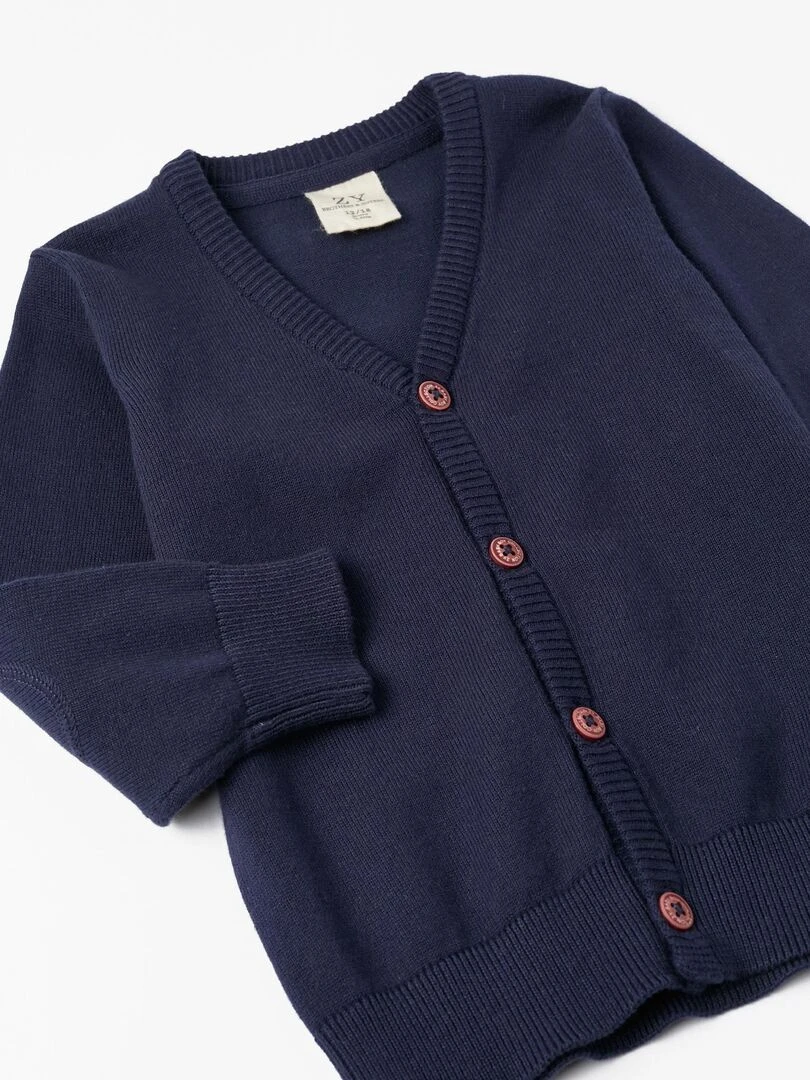 Gilet en Maille avec Coudières pour Bébé Garçon 'B&S'  BROTHERS&SISTERS   Bleu foncé