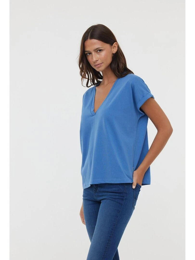 Lee Cooper   T Shirt manches courtes coton loose ALYS MC   Bleu céladon