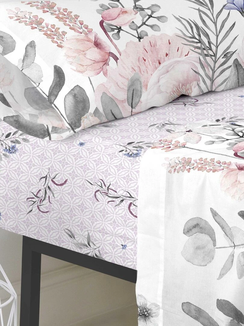 Drap housse Delicate bouquet "Happyfriday"   Blanc
