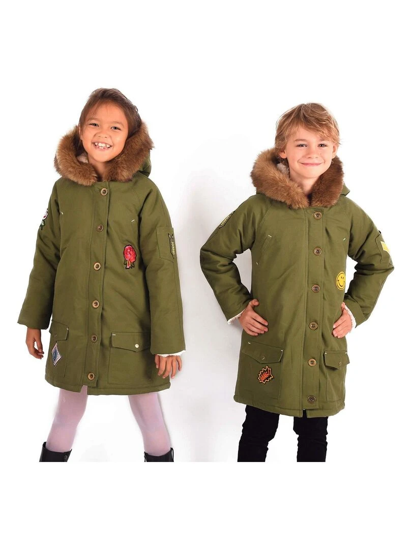 Parka Longue à Capuche Fille & Garçon ROCK & PEACE 'LA FAUTE A VOLTAIRE' Kaki