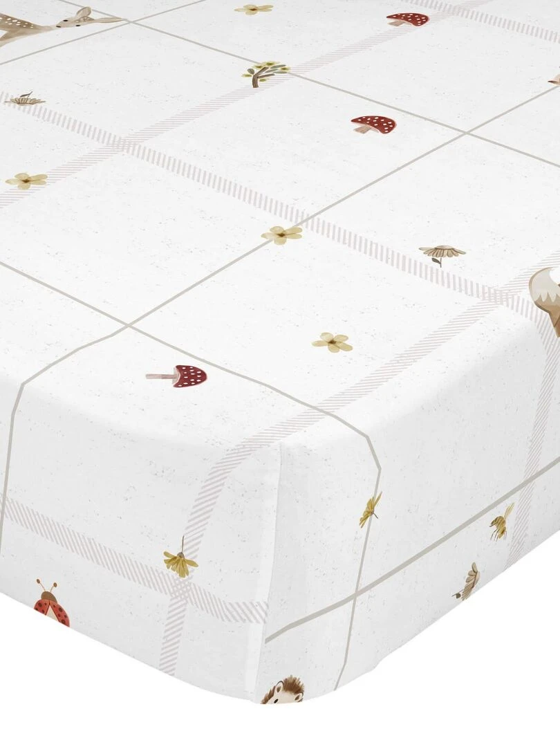 Drap housse Woods animals "Happyfriday" Blanc