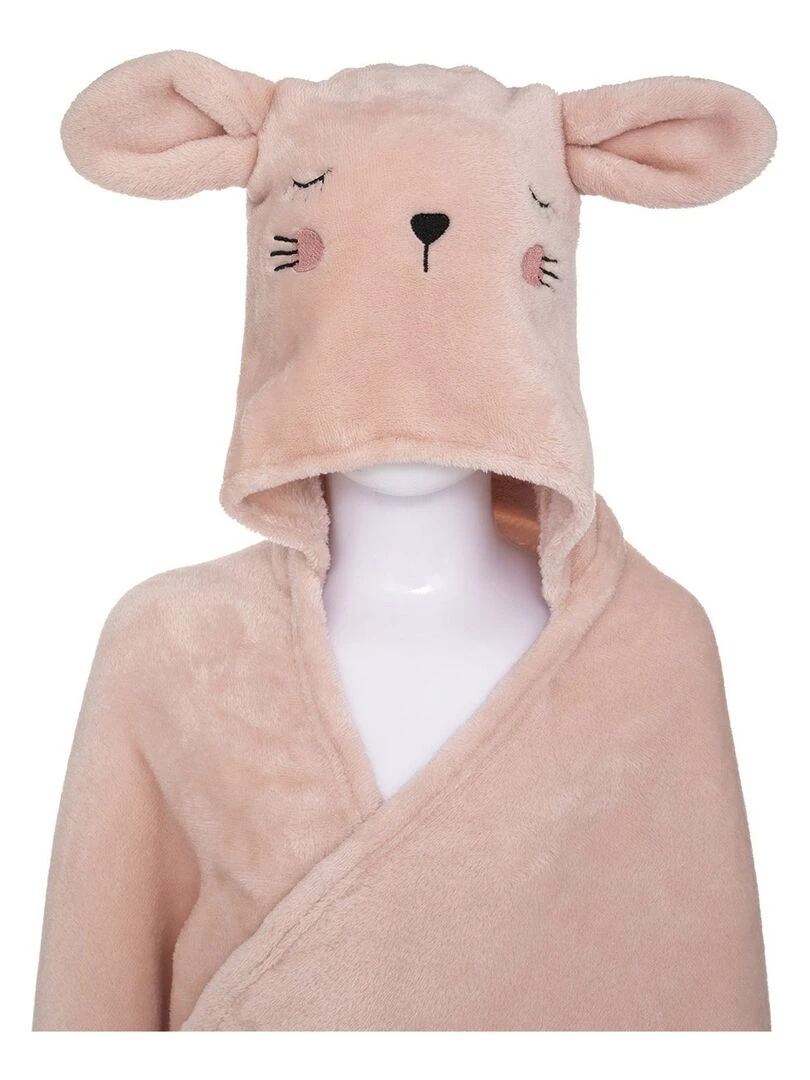 Plaid capuche chat 100x130 cm Rose