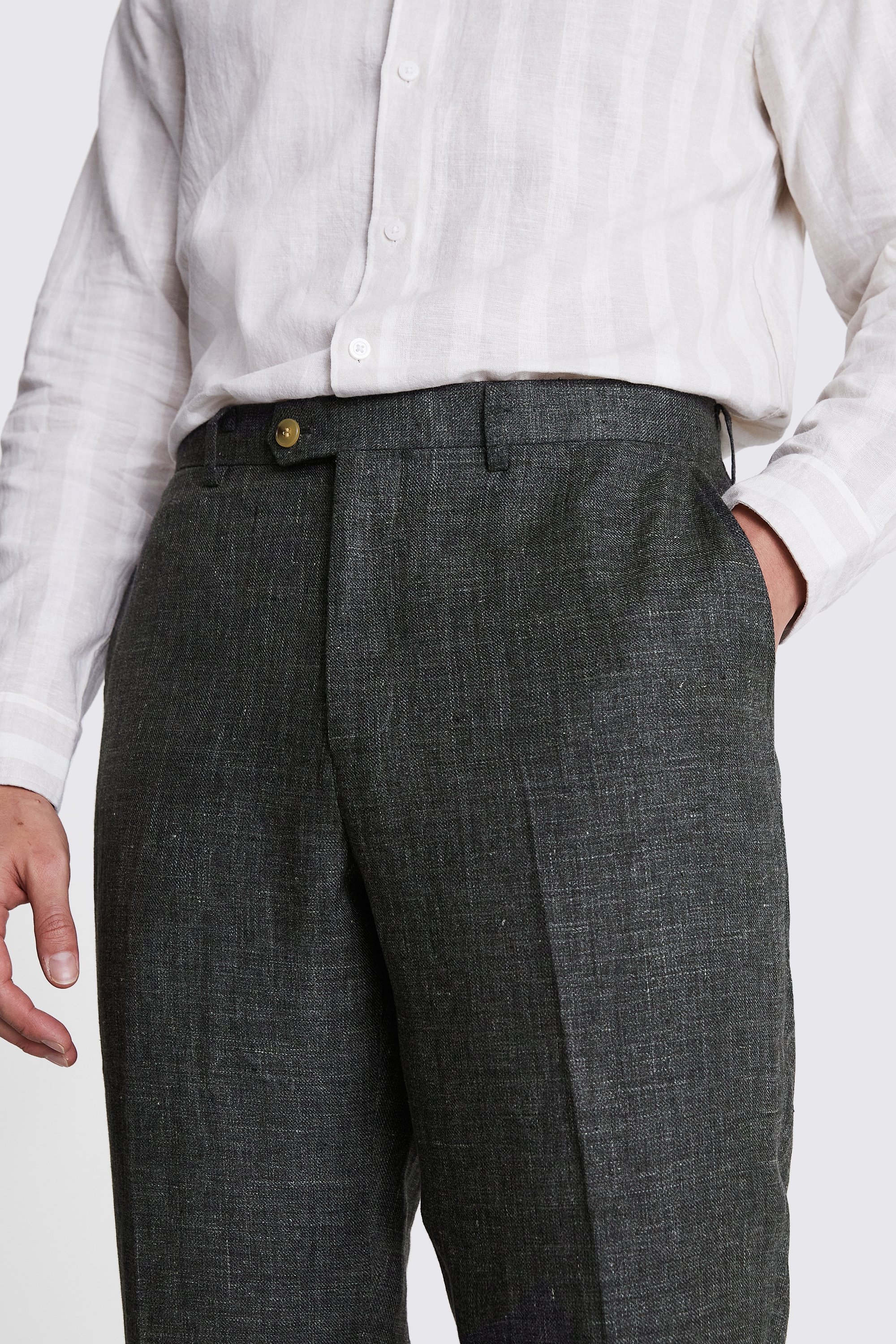 Regular Fit Light Blue Linen Trousers   Buy Online at Moss