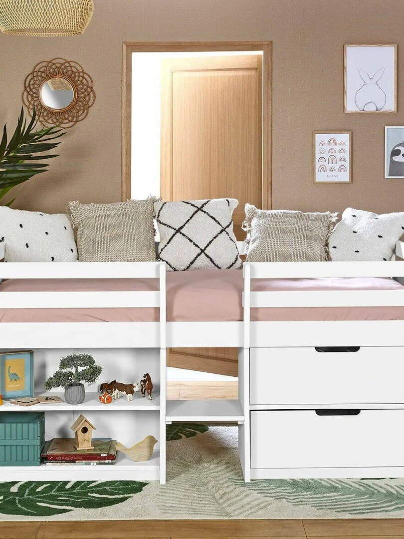 Lit mi hauteur Hoby   AKITEN RETAIL   Blanc Blanc