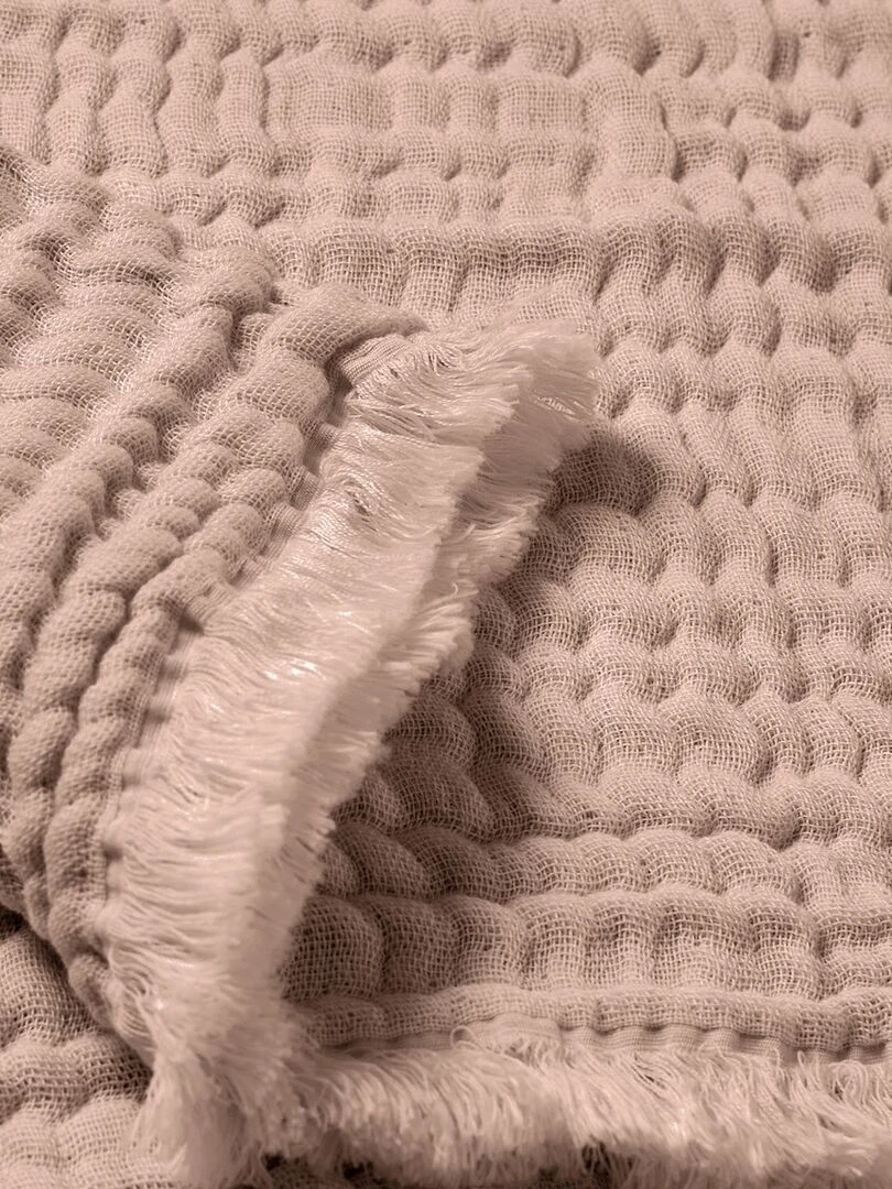 Couverture mousseline avec franges bebe respirante 4en1 Rose pâle