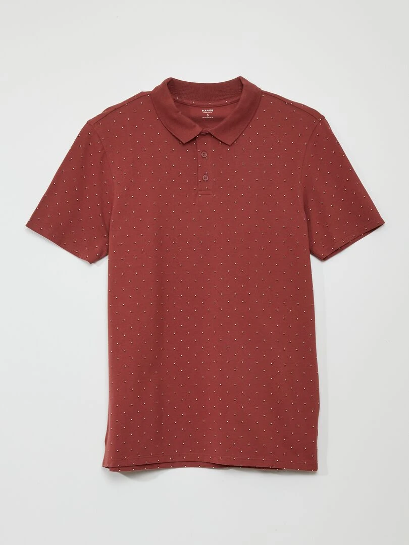 Polo en piqué de coton avec imprimé Rouge