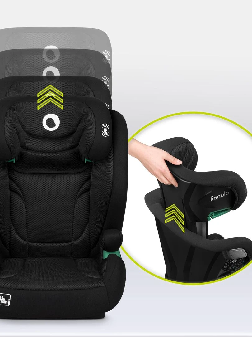 Siège auto bébé évolutif LIONELO Igo i Size   ISOFIX   Noir   Noir